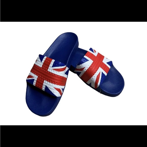 NWT Adidas Adilette Great Britain Slide Sandal Mens size 10 G55377 Blue White. - Picture 2 of 15